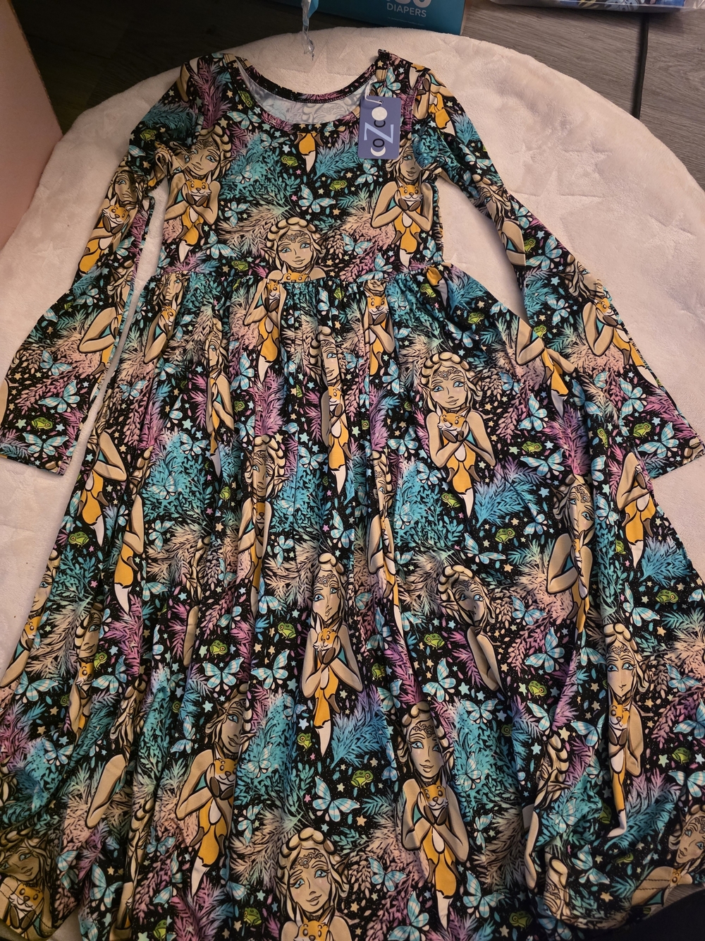 Cozco Bamboo Long Sleeve Floral Fairy Print Girl’s Dress